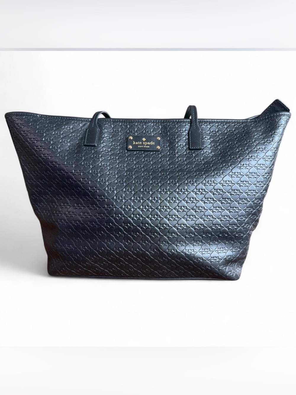 Kate Spade Black Embossed Leather Tote Bag